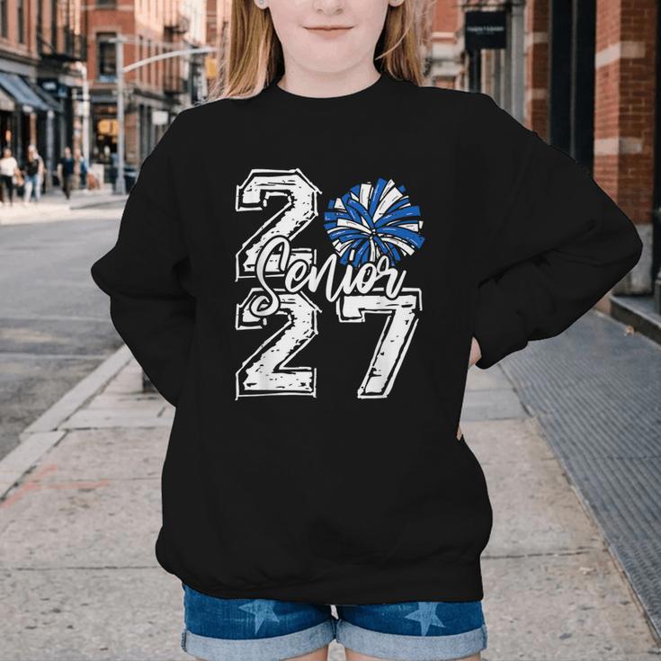 Class Of 2027 Cheer Blue Senior 2027 Back To School Youth Crewneck Sweatshirt Class Of 2027 Cheer Blue Senior 2027 Back To School Youth Crewneck Sweatshirt