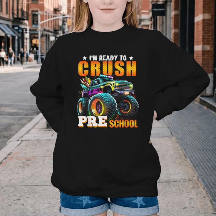 Crush Preschool Monster Truck Back To School Kids Boys Youth Crewneck Sweatshirt Crush Preschool Monster Truck Back To School Kids Boys Youth Crewneck Sweatshirt