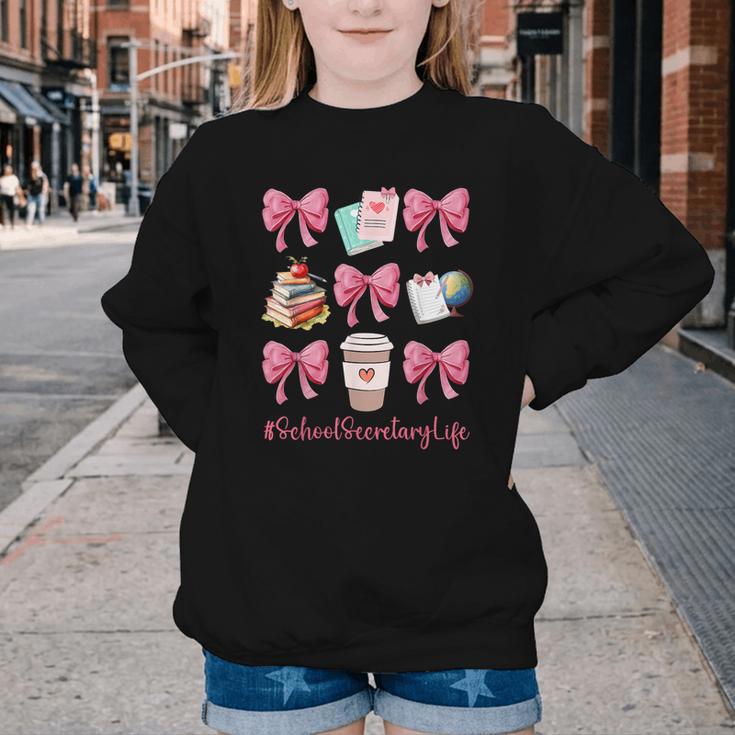 Cute Coquette Bows School Secretary Life Back To School Youth Crewneck Sweatshirt Cute Coquette Bows School Secretary Life Back To School Youth Crewneck Sweatshirt