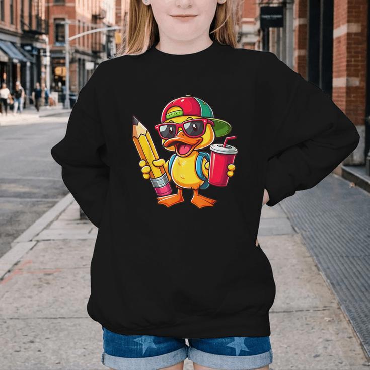 Cute Duck Lover Pencil Back To School Kids Boys Girls Youth Crewneck Sweatshirt Cute Duck Lover Pencil Back To School Kids Boys Girls Youth Crewneck Sweatshirt
