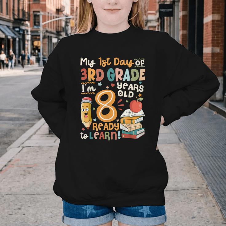 Cute My First Day Of 3rd Grade Back To School Boys Girls Youth Crewneck Sweatshirt