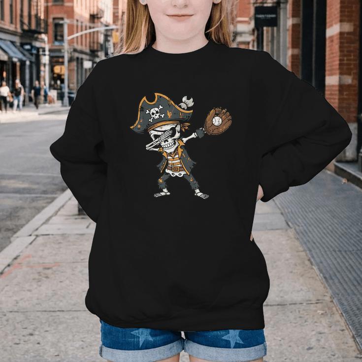Dabbing Pirate Skeleton Baseball Dab Costume Boys Kids Men Youth Crewneck Sweatshirt