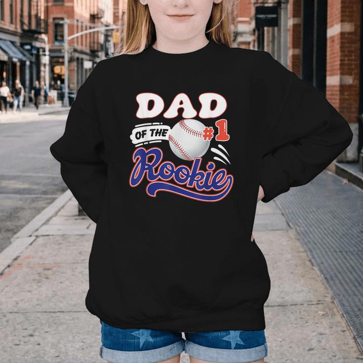 Dad Rookie Of Year 1st Birthday Baseball Theme Matching Youth Crewneck Sweatshirt