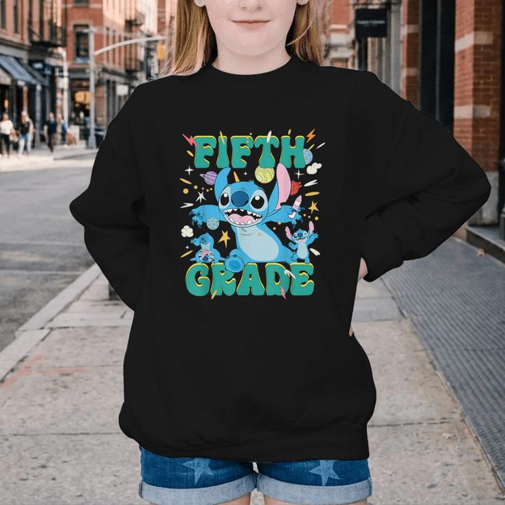 Disney Stitch Fifth Grade Back To School 1st Day Of School Youth Crewneck Sweatshirt