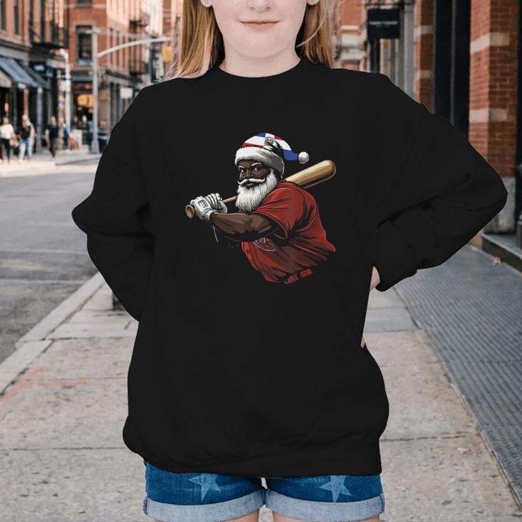 Dominican Republic Santa Christmas Baseball Beisbol Youth Crewneck Sweatshirt