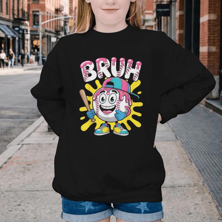 Drip Baseball Boy Youth Kid Ice Cream Dripping Baseball Bruh Youth Crewneck Sweatshirt Drip Baseball Boy Youth Kid Ice Cream Dripping Baseball Bruh Youth Crewneck Sweatshirt