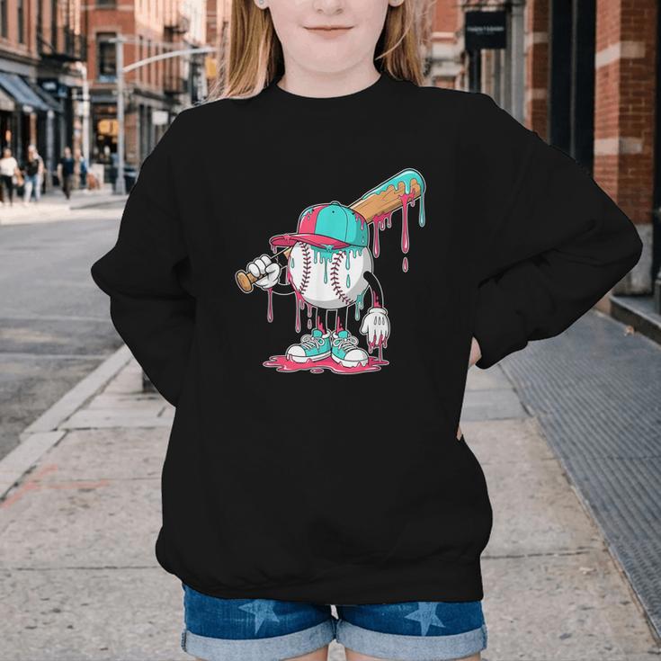 Drip Baseball For Boys Ice Cream Drip Youth Boys Sprinkles Youth Crewneck Sweatshirt