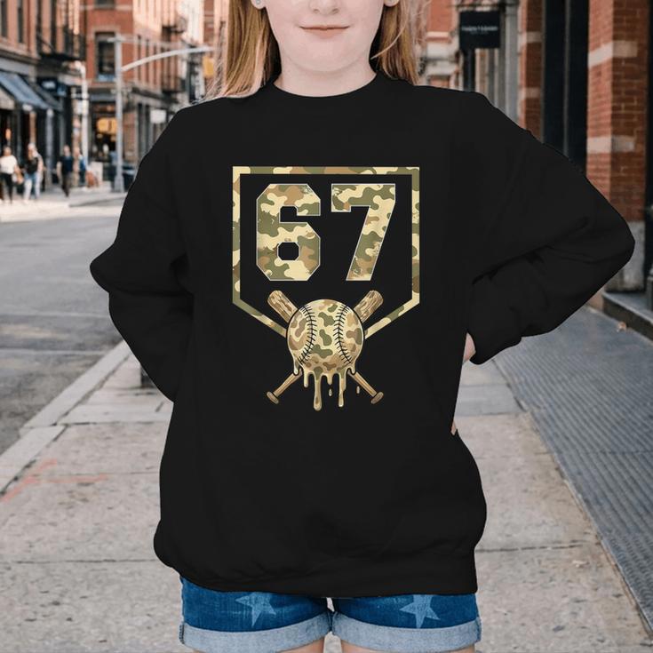 Dripping Camo 67 Baseball Ice Cream Drip 6-7 Six Seven Boy Youth Crewneck Sweatshirt
