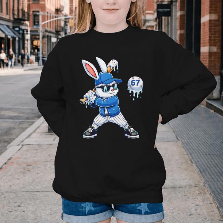 Dripping Drip Baseball Rabbit Bunny Easter Men Boy Kid Youth Crewneck Sweatshirt
