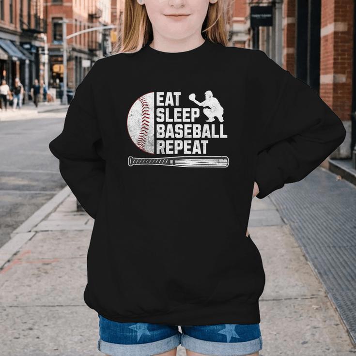 Eat Sleep Baseball Repeat Baseball Player Men Boys Youth Crewneck Sweatshirt