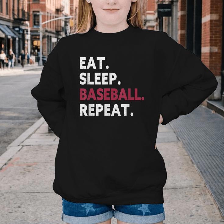 Eat Sleep Baseball Repeat Baseball Player Youth Crewneck Sweatshirt