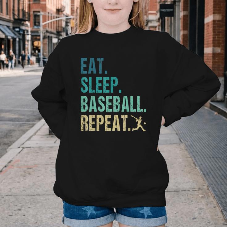 Eat Sleep Baseball Repeat Baseball Player Baseball Youth Crewneck Sweatshirt