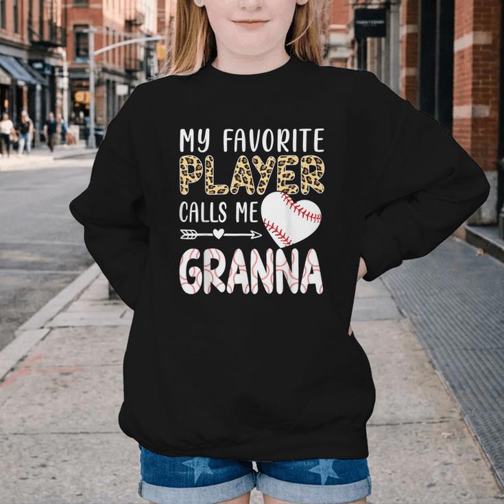 My Favorite Player Calls Me Granna Baseball Leopard Youth Crewneck Sweatshirt My Favorite Player Calls Me Granna Baseball Leopard Youth Crewneck Sweatshirt