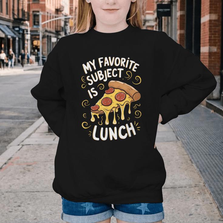 My Favorite Subject Is Lunch Pizza Back To School Youth Crewneck Sweatshirt My Favorite Subject Is Lunch Pizza Back To School Youth Crewneck Sweatshirt