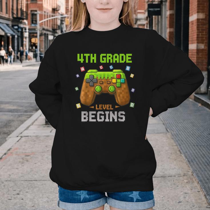 First Day Of 4th Grade Level Begins Back To School Boy Youth Crewneck Sweatshirt First Day Of 4th Grade Level Begins Back To School Boy Youth Crewneck Sweatshirt