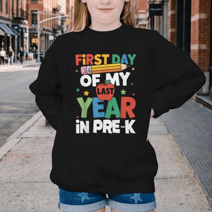 First Day Of My Last Year In Pre-k Back To School Youth Crewneck Sweatshirt