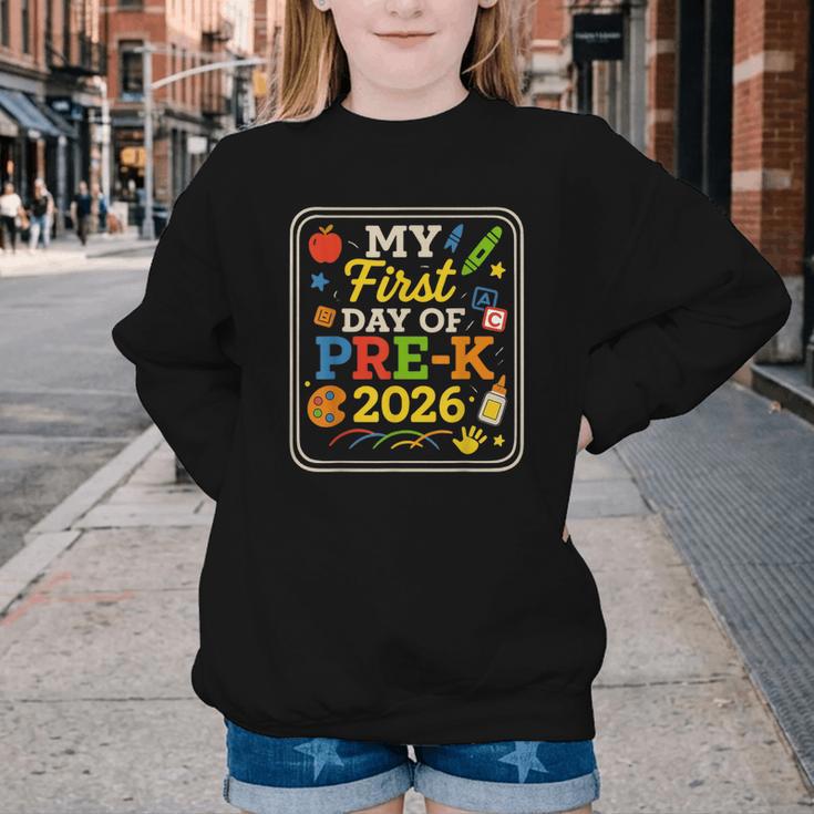 My First Day Of Pre-K 2026 Back To School Kids Youth Crewneck Sweatshirt My First Day Of Pre-K 2026 Back To School Kids Youth Crewneck Sweatshirt
