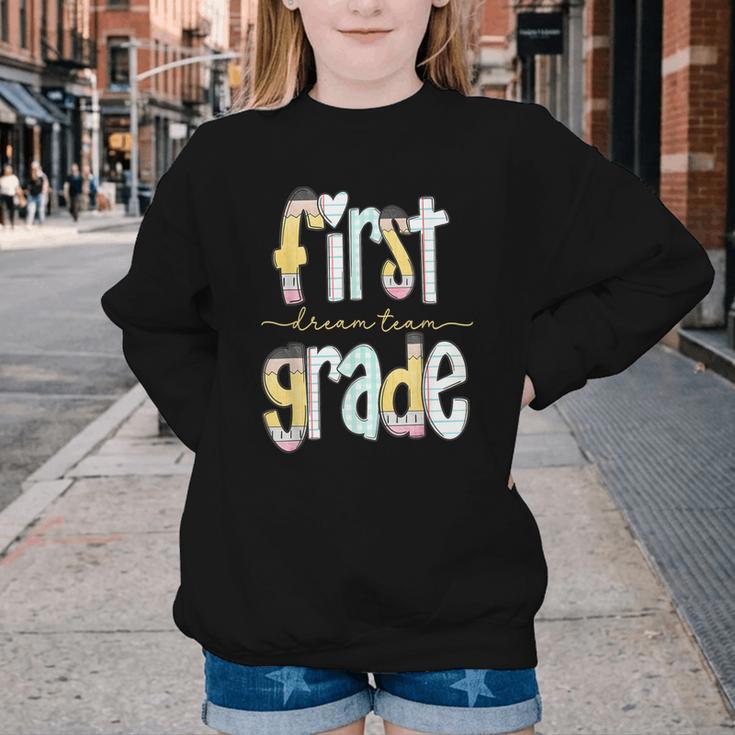 First Grade Dream Team Pencil Back To School Boys Girls Youth Crewneck Sweatshirt