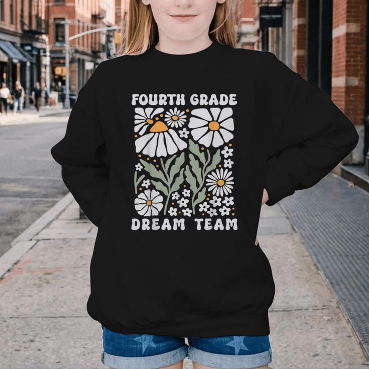 Fourth Grade Dream Team Back To School Boho Flower 4th Grade Youth Crewneck Sweatshirt Fourth Grade Dream Team Back To School Boho Flower 4th Grade Youth Crewneck Sweatshirt