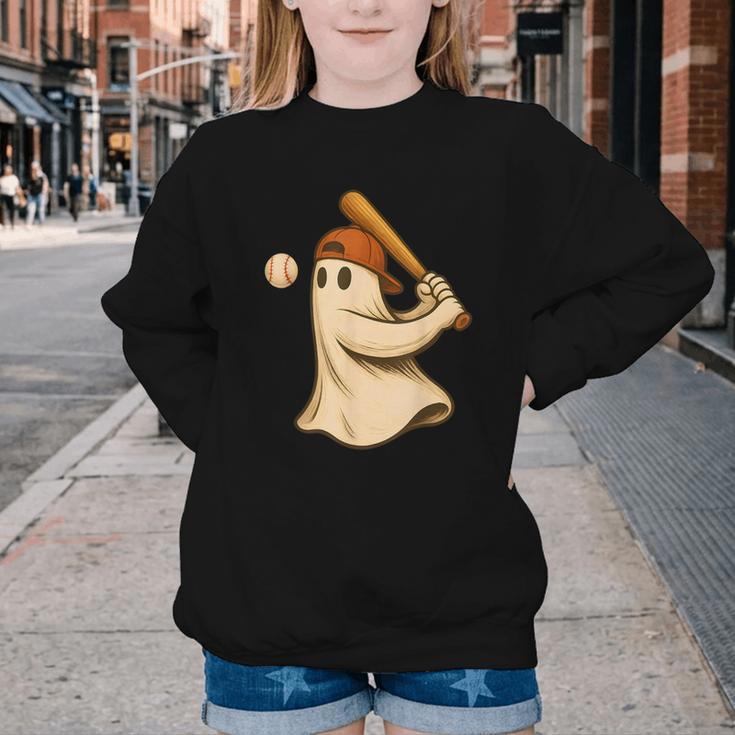 Ghost Baseball Halloween Costume Men Boys Kids Youth Crewneck Sweatshirt