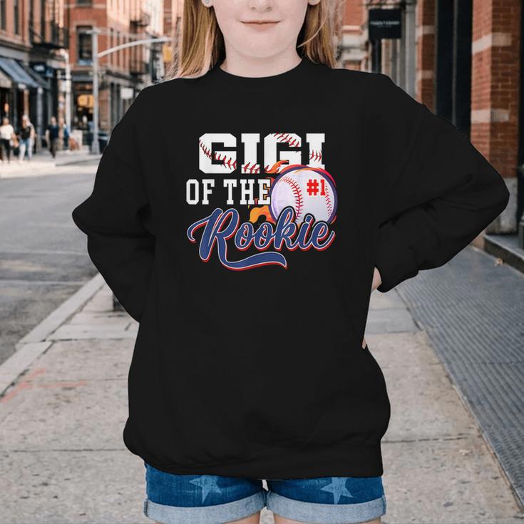Gigi Rookie Of Year 1st Birthday Baseball Theme Matching Youth Crewneck Sweatshirt