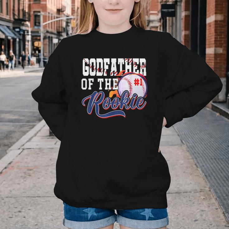 Godfather Rookie Of Year 1st Birthday Baseball Theme Youth Crewneck Sweatshirt Godfather Rookie Of Year 1st Birthday Baseball Theme Youth Crewneck Sweatshirt