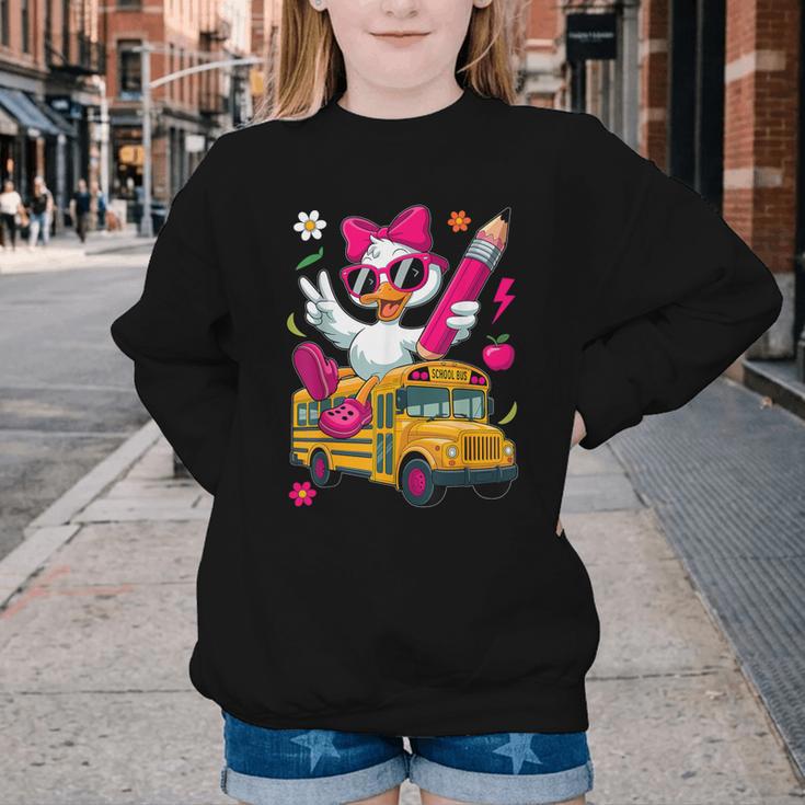 Goose Back To School First Day Of School Girls Boys Youth Crewneck Sweatshirt Goose Back To School First Day Of School Girls Boys Youth Crewneck Sweatshirt