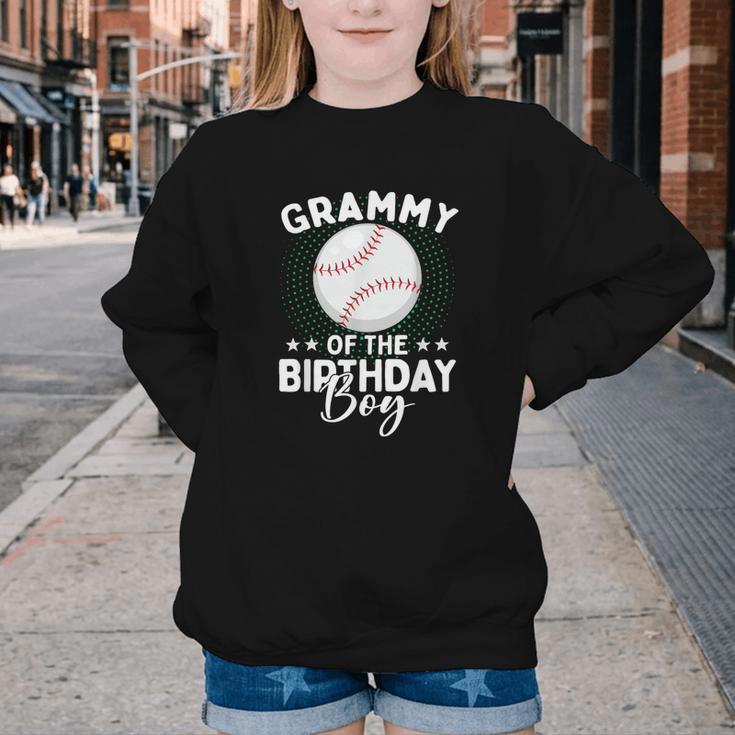 Grammy Of The Birthday Boy Baseball Player Birthday Youth Crewneck Sweatshirt