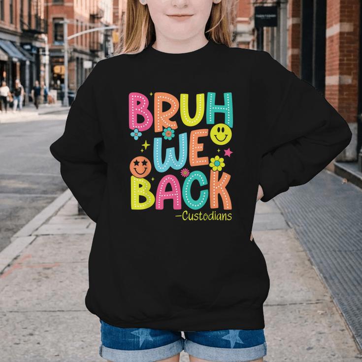 Groovy Custodian Bruh We Back To School Janitor Retro Youth Crewneck Sweatshirt Groovy Custodian Bruh We Back To School Janitor Retro Youth Crewneck Sweatshirt