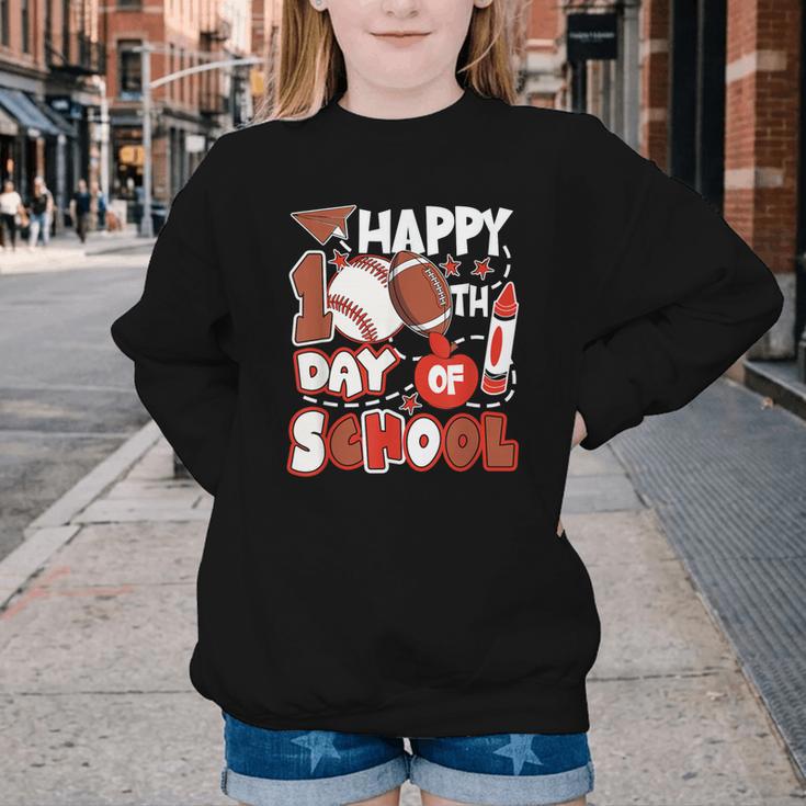 Happy 100 Days Of School Baseball Football PE Teacher Youth Crewneck Sweatshirt Happy 100 Days Of School Baseball Football PE Teacher Youth Crewneck Sweatshirt