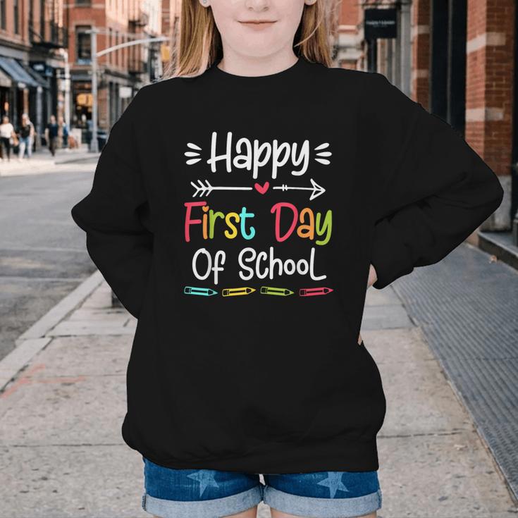 Happy First Day Of School Back To School Kids Students Youth Crewneck Sweatshirt