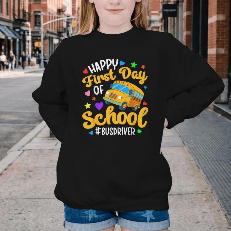 Happy First Day Of School Bus Driver Back To School Youth Crewneck Sweatshirt Happy First Day Of School Bus Driver Back To School Youth Crewneck Sweatshirt