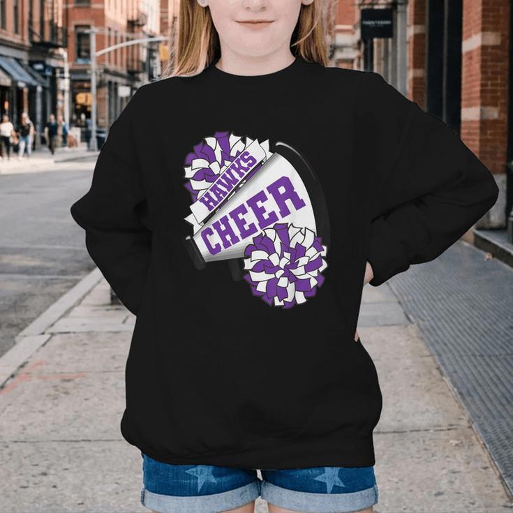 Hawks Cheer Back To School Cheerleading Spirit P Youth Crewneck Sweatshirt