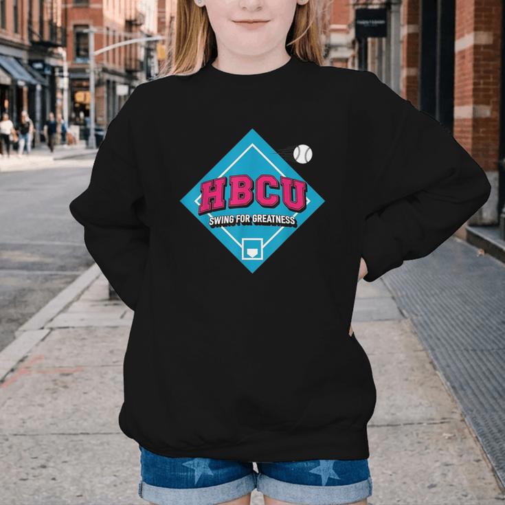 HBCU Swing For Greatness Baseball Softball College Apparel Youth Crewneck Sweatshirt