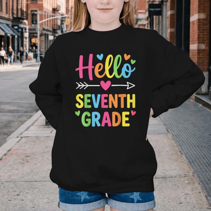 Hello Seventh 7TH Grade Back To School Kids Students Tee Youth Crewneck Sweatshirt
