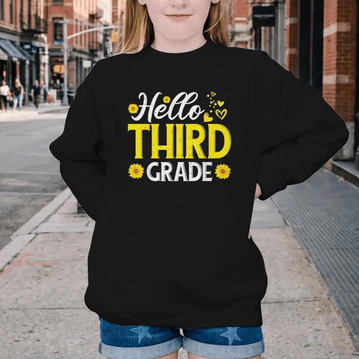 Hello Third Grade Sunflower 3rd Grade Vibes Back To School Youth Crewneck Sweatshirt Hello Third Grade Sunflower 3rd Grade Vibes Back To School Youth Crewneck Sweatshirt
