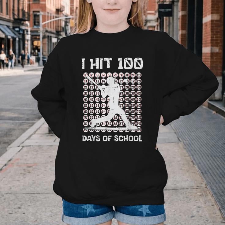I Hit 100 Days Of School Baseball Player 100th Day Boys Kids Youth Crewneck Sweatshirt I Hit 100 Days Of School Baseball Player 100th Day Boys Kids Youth Crewneck Sweatshirt