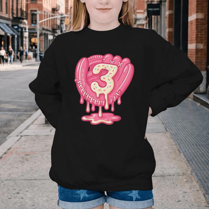 Ice Cream Baseball Glove 3rd Birthday Edition Youth Crewneck Sweatshirt Ice Cream Baseball Glove 3rd Birthday Edition Youth Crewneck Sweatshirt
