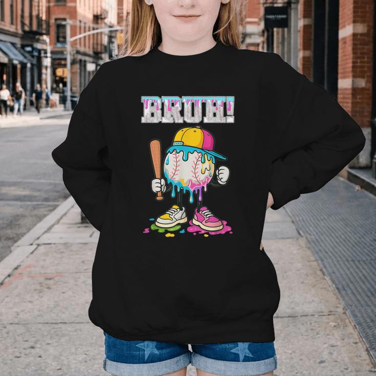 Ice Cream Drip Baseball Bruh Baseball Drip Boy Youth Youth Crewneck Sweatshirt Ice Cream Drip Baseball Bruh Baseball Drip Boy Youth Youth Crewneck Sweatshirt
