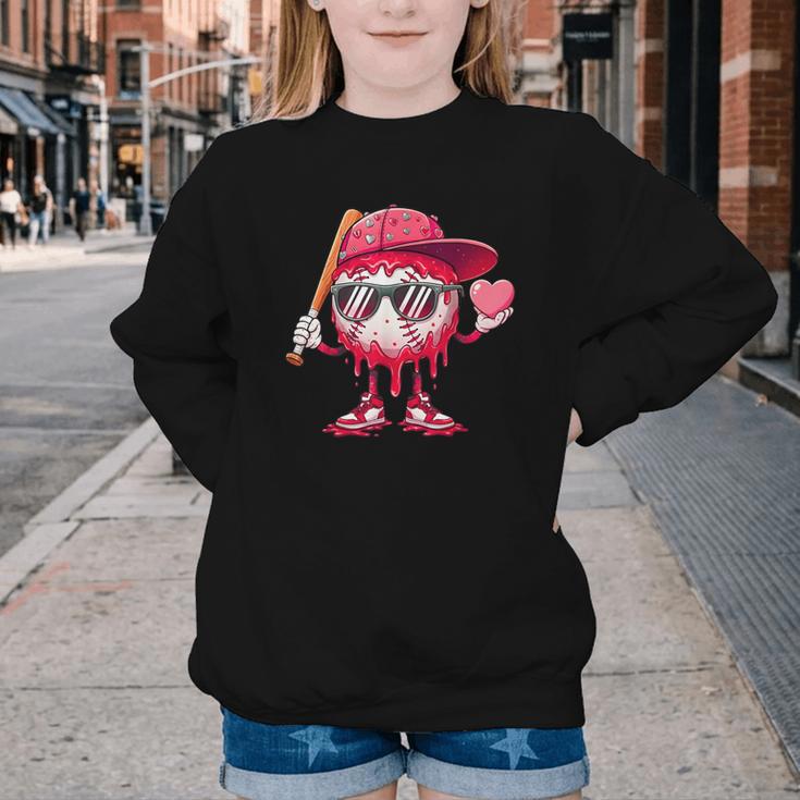 Ice Cream Drip Baseball Valentine's Day Spots Baseball Drip Youth Crewneck Sweatshirt Ice Cream Drip Baseball Valentine's Day Spots Baseball Drip Youth Crewneck Sweatshirt