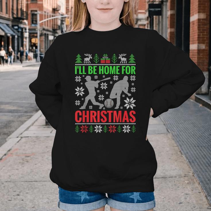 I'Ll Be Home For Christmas Baseball Xmas Youth Crewneck Sweatshirt I'Ll Be Home For Christmas Baseball Xmas Youth Crewneck Sweatshirt