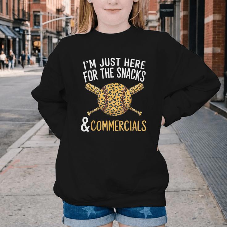 I'm Just Here For The Snacks And Commercials Baseball Youth Crewneck Sweatshirt I'm Just Here For The Snacks And Commercials Baseball Youth Crewneck Sweatshirt