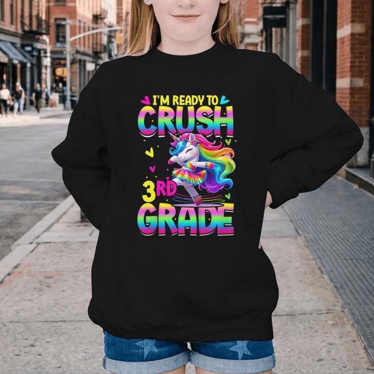 I'm Ready To Crush 3rd Grade Back To School Dancing Unicorn Youth Crewneck Sweatshirt I'm Ready To Crush 3rd Grade Back To School Dancing Unicorn Youth Crewneck Sweatshirt