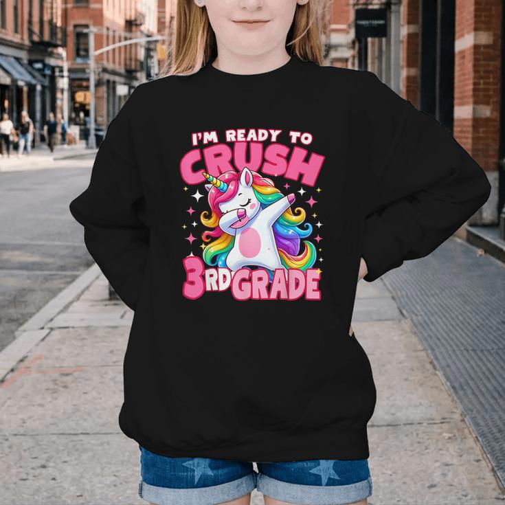 I'm Ready To Crush 3rd Grade Dabbing Unicorn Back To School Youth Crewneck Sweatshirt