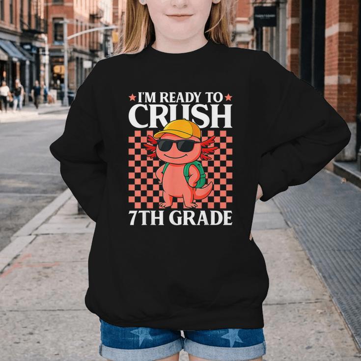 I'm Ready To Crush 7th Grade Axolotl Back To School Youth Crewneck Sweatshirt I'm Ready To Crush 7th Grade Axolotl Back To School Youth Crewneck Sweatshirt