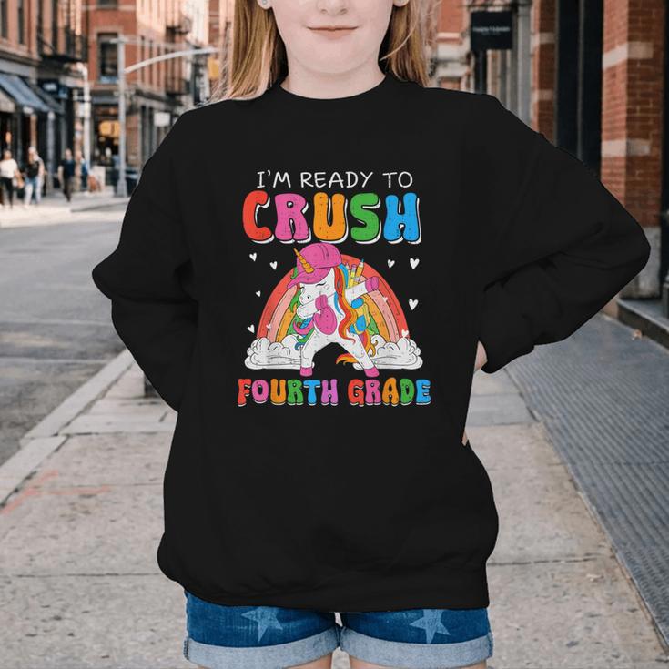 I'm Ready To Crush Fourth Grade Unicorn Back To School Girls Youth Crewneck Sweatshirt