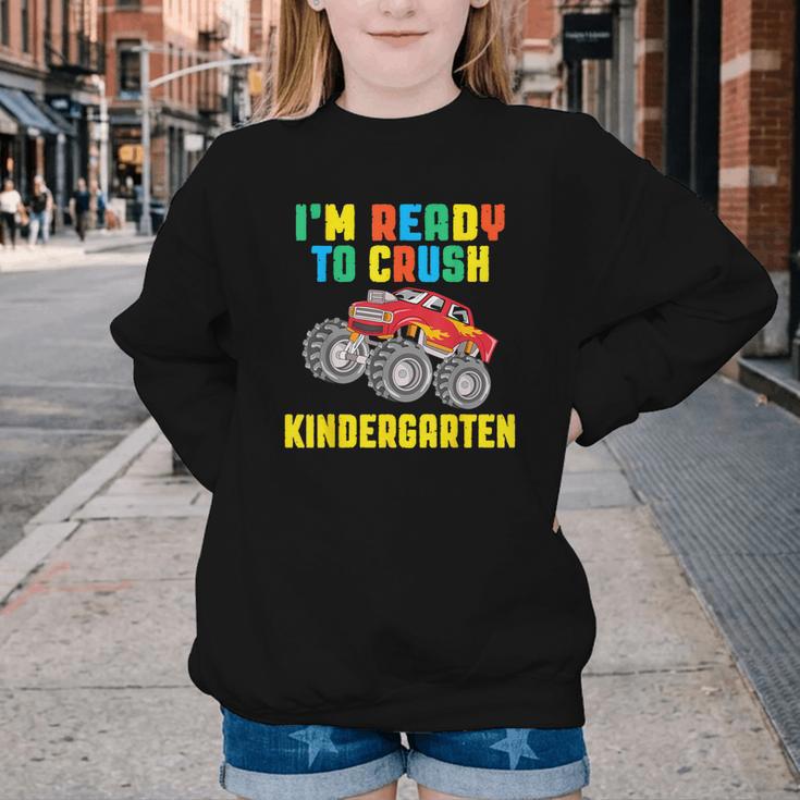 I'm Ready To Crush Kindergarten Dinosaur Back To School Boys Youth Crewneck Sweatshirt I'm Ready To Crush Kindergarten Dinosaur Back To School Boys Youth Crewneck Sweatshirt