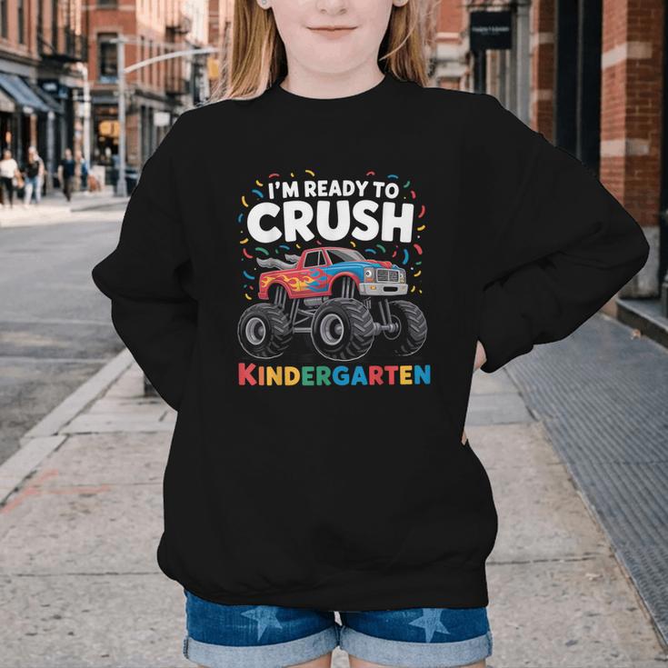 I'm Ready To Crush Kindergarten Monster Truck Back To School Youth Crewneck Sweatshirt I'm Ready To Crush Kindergarten Monster Truck Back To School Youth Crewneck Sweatshirt