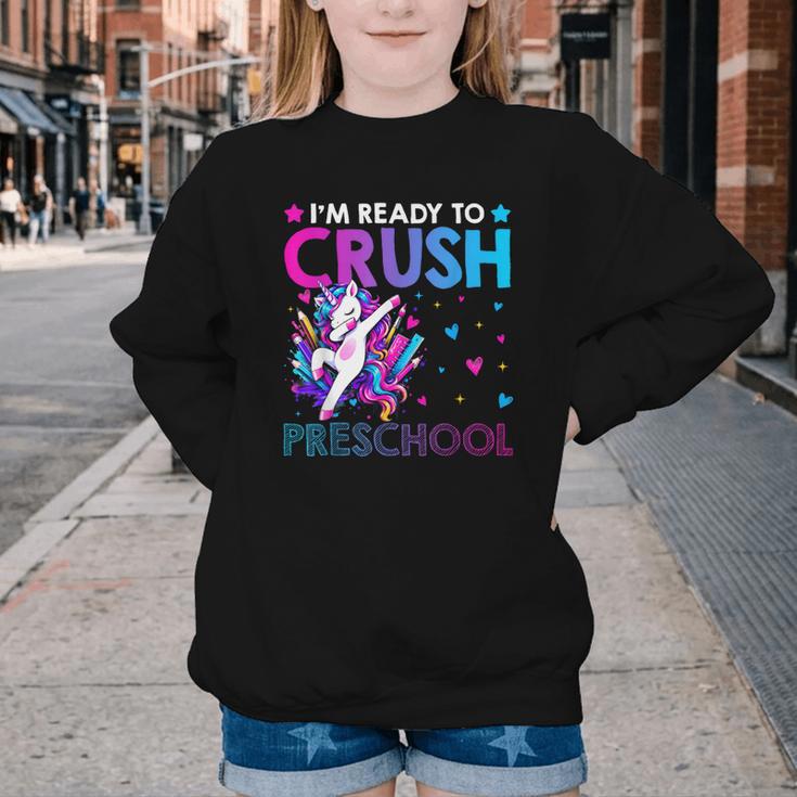 I'm Ready To Crush Preschool Dabbing Unicorn Back To School Youth Crewneck Sweatshirt I'm Ready To Crush Preschool Dabbing Unicorn Back To School Youth Crewneck Sweatshirt
