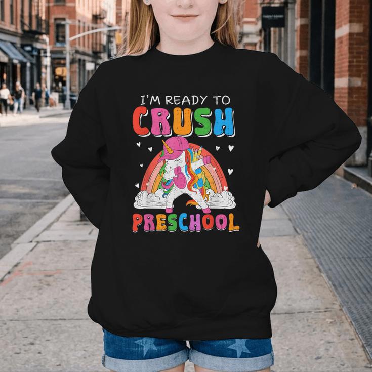 I'm Ready To Crush Preschool Unicorn Back To School Girl Kid Youth Crewneck Sweatshirt
